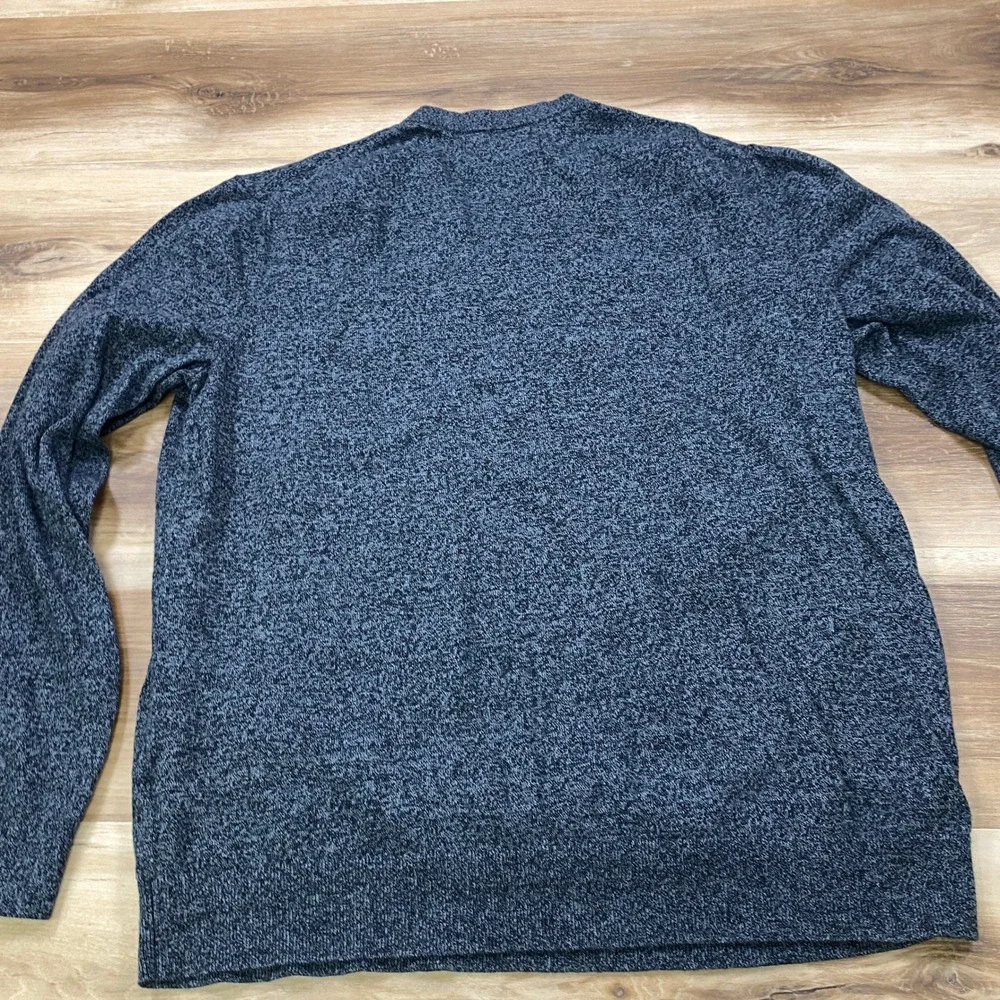 Banana Republic V-Neck Sweater Mens L Minimalist Silk Cashmere Blend Navy Blue